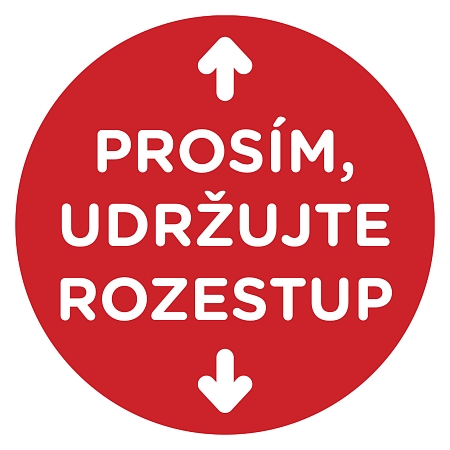 Podlahová značka PROSÍM, UDRŽUJTE ROZESTUP, 30 cm